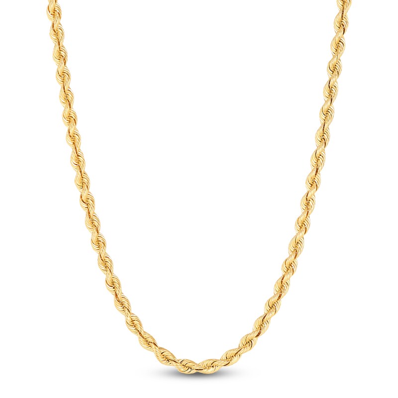 Main Image 1 of Silk Rope Chain Necklace 3mm Solid 14K Yellow Gold 20"