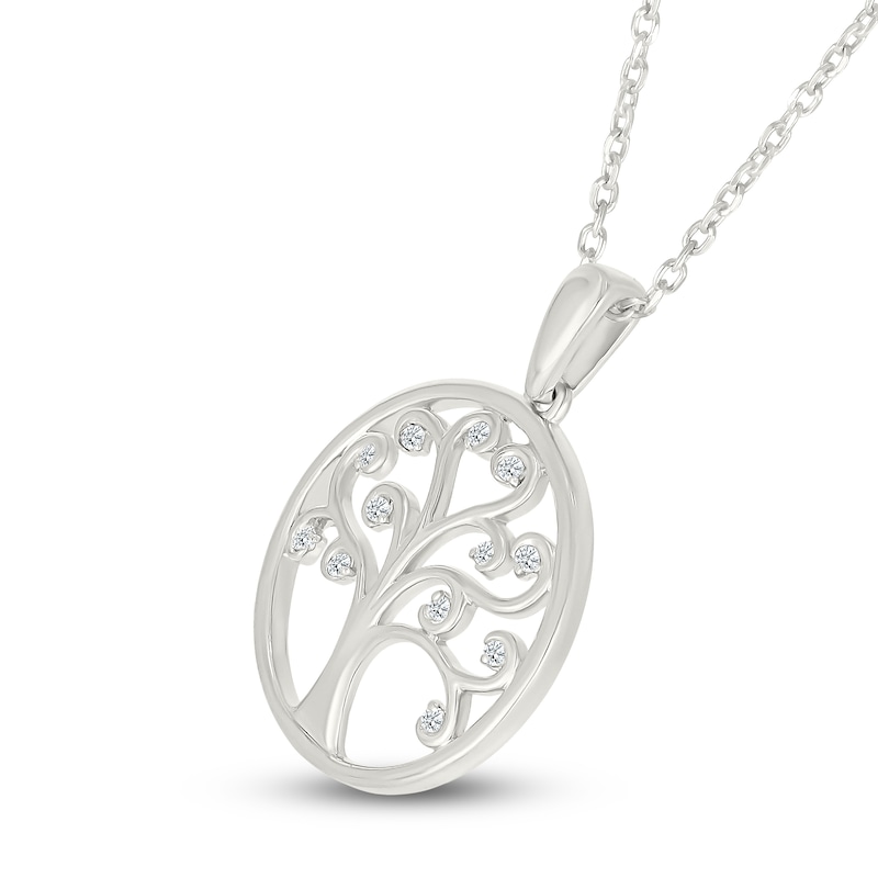 Main Image 2 of Diamond Tree of Life Circle Necklace 1/20 ct tw 10K White Gold 18"