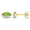 Thumbnail Image 1 of Marquise-Cut Natural Peridot & Diamond Stud Earrings 1/10 ct tw 14K Yellow Gold