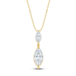 Pnina Tornai Marquise-Cut Lab-Grown Diamond Two-Stone Drop Necklace 1-1/4 ct tw 14K Yellow Gold 18"