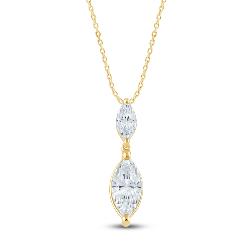 Main Image 1 of Pnina Tornai Marquise-Cut Lab-Grown Diamond Two-Stone Drop Necklace 1-1/4 ct tw 14K Yellow Gold 18"