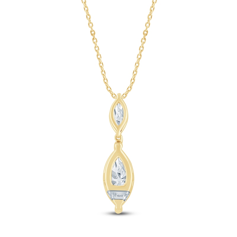 Main Image 3 of Pnina Tornai Marquise-Cut Lab-Grown Diamond Two-Stone Drop Necklace 1-1/4 ct tw 14K Yellow Gold 18"