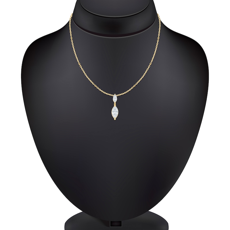 Main Image 4 of Pnina Tornai Marquise-Cut Lab-Grown Diamond Two-Stone Drop Necklace 1-1/4 ct tw 14K Yellow Gold 18"