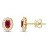 Thumbnail Image 1 of Oval-Cut Natural Ruby & Diamond Arabesque Halo Stud Earrings 1/8 ct tw 10K Yellow Gold