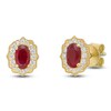 Thumbnail Image 2 of Oval-Cut Natural Ruby & Diamond Arabesque Halo Stud Earrings 1/8 ct tw 10K Yellow Gold