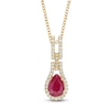 Thumbnail Image 1 of Pear-Shaped Natural Ruby & Diamond Drop Necklace 1/6 ct tw 10K Yellow Gold 18"