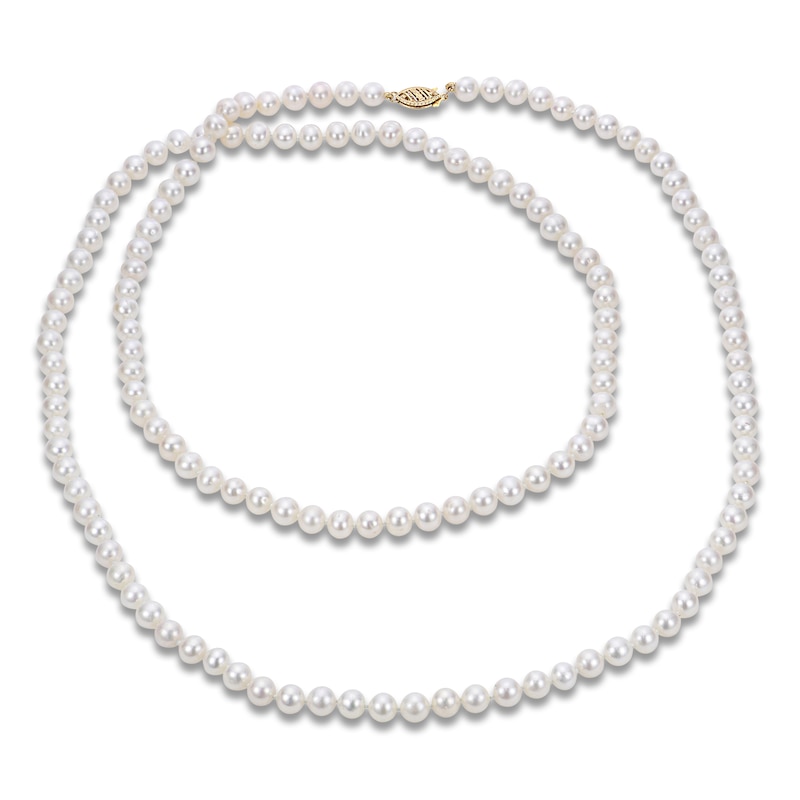Main Image 1 of Akoya Cultured Pearl Necklace 14K Yellow Gold 5.5-6mm 36"