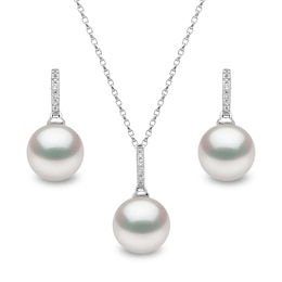 Yoko London Cultured Pearl & Diamond Accent Gift Set 18K White Gold