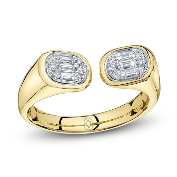 Shy ICON Lumeria Baguette & Round-Cut Multi-Diamond Cuff Ring 1/5 ct tw 14K Yellow Gold B22001571V4