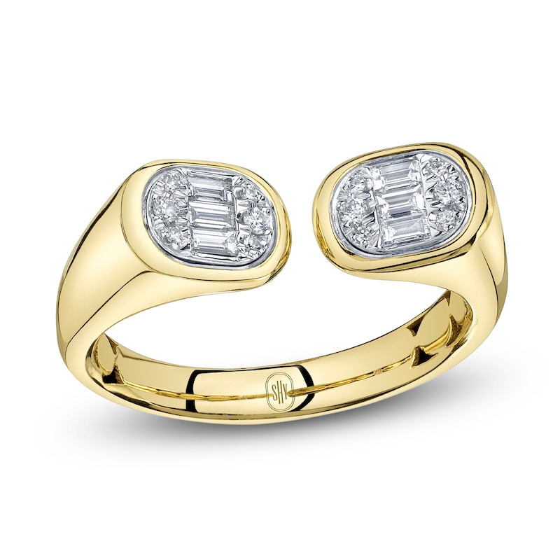 Main Image 1 of Shy ICON Lumeria Baguette & Round-Cut Multi-Diamond Cuff Ring 1/5 ct tw 14K Yellow Gold
