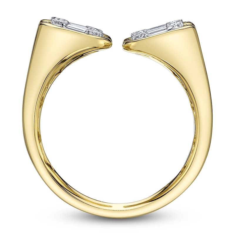 Main Image 2 of Shy ICON Lumeria Baguette & Round-Cut Multi-Diamond Cuff Ring 1/5 ct tw 14K Yellow Gold