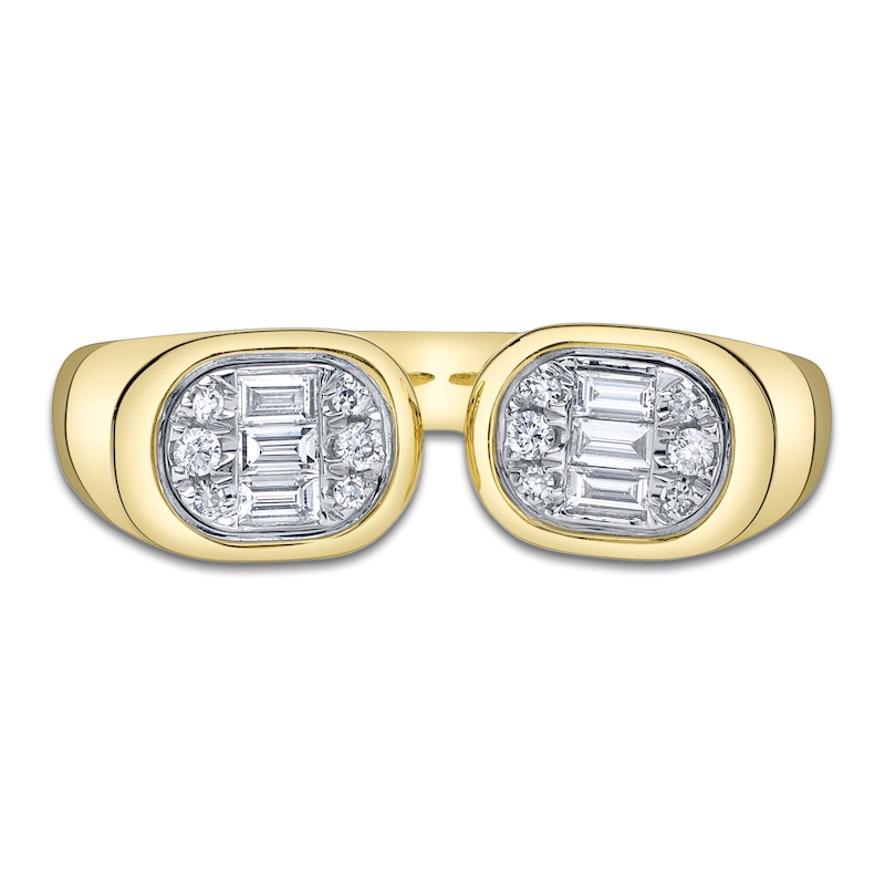 Main Image 3 of Shy ICON Lumeria Baguette & Round-Cut Multi-Diamond Cuff Ring 1/5 ct tw 14K Yellow Gold