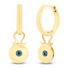 Thumbnail Image 2 of Natural London Blue Topaz Circle Dangle Hoop Earrings 14K Yellow Gold