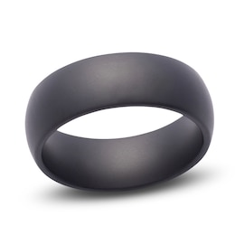 Men's Domed Matte Wedding Band Black Ceramic 8mm