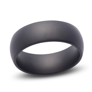 Rare Bond Men's Domed Matte Wedding Band Black Ceramic 8mm