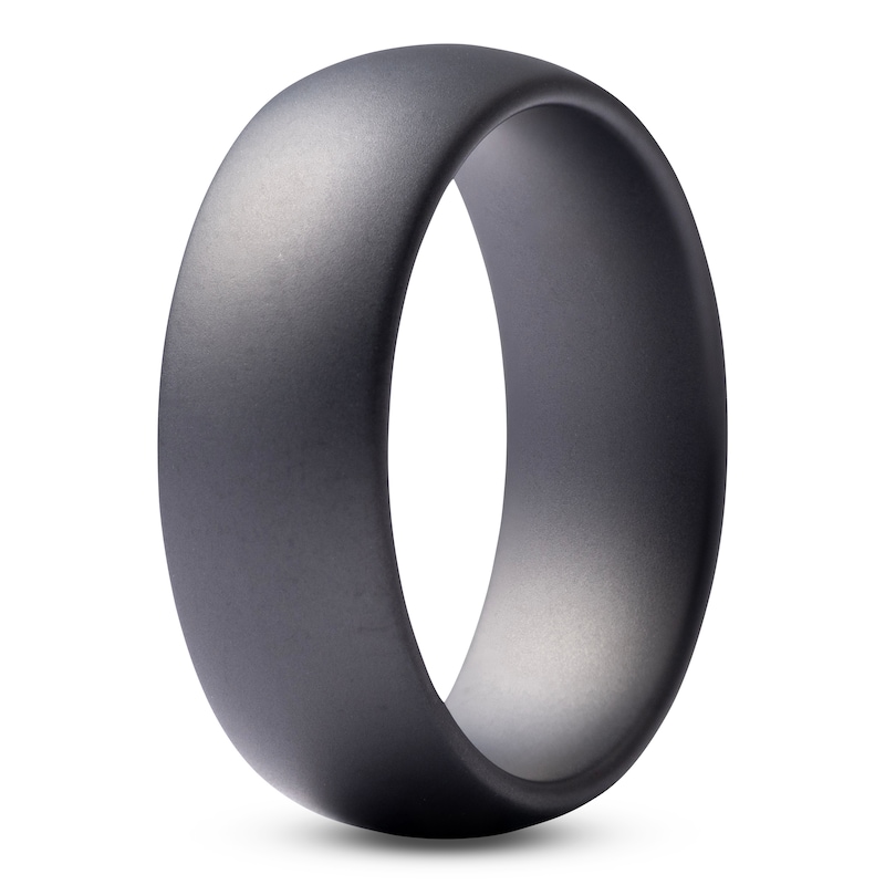 Main Image 2 of Men's Domed Matte Wedding Band Black Ceramic 8mm