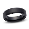 Thumbnail Image 1 of Men's Beveled-Edge Matte Wedding Band Black Ceramic 6mm