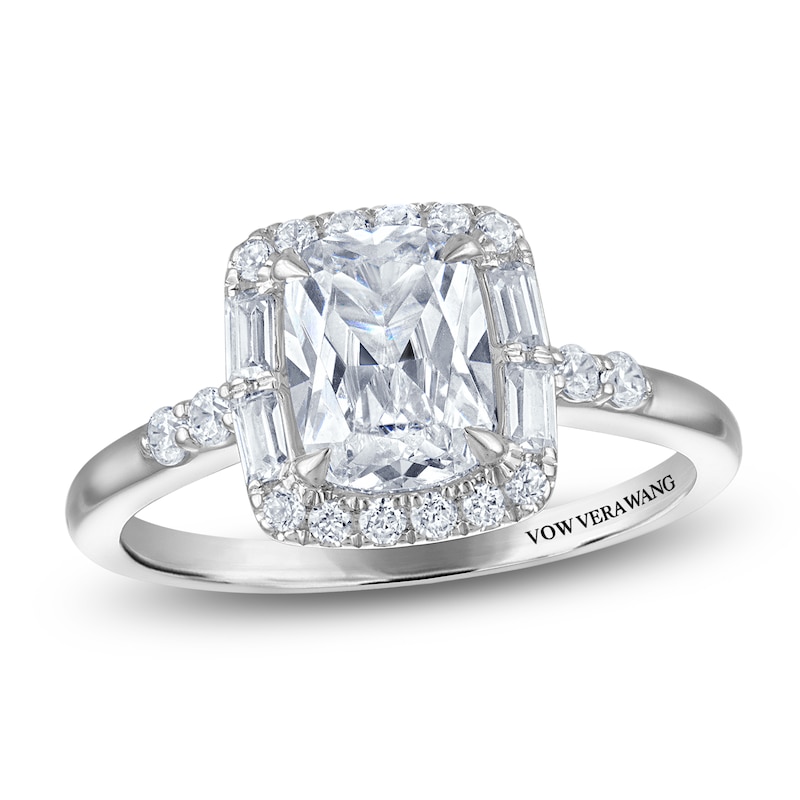 Main Image 1 of Vera Wang VOW Cushion-Cut Lab-Grown Diamond Halo Engagement Ring 1-7/8 ct tw 14K White Gold