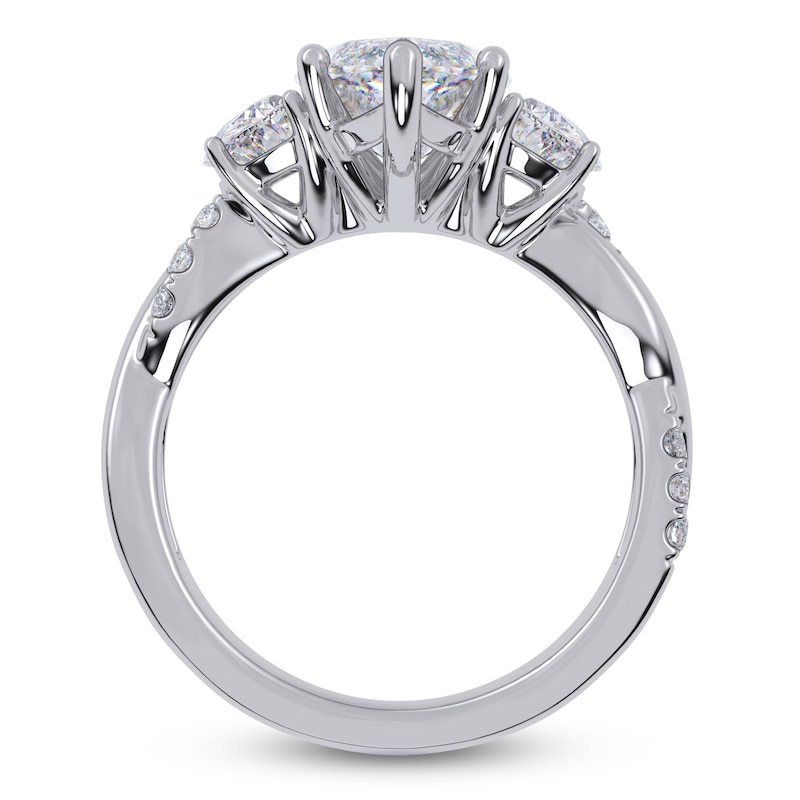 Main Image 4 of Marquise-Cut & Half Moon-Shaped Lab-Grown Diamond Three-Stone Engagement Ring 4 ct tw 14K White Gold