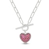 Thumbnail Image 1 of Lab-Created Ruby & White Lab-Created Sapphire Heart Toggle Paperclip Chain Necklace Sterling Silver 18"