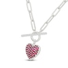 Thumbnail Image 2 of Lab-Created Ruby & White Lab-Created Sapphire Heart Toggle Paperclip Chain Necklace Sterling Silver 18"