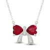 Thumbnail Image 1 of Heart-Shaped Lab-Created Ruby & White Lab-Created Sapphire Bow Necklace Sterling Silver 18"