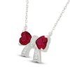 Thumbnail Image 2 of Heart-Shaped Lab-Created Ruby & White Lab-Created Sapphire Bow Necklace Sterling Silver 18"