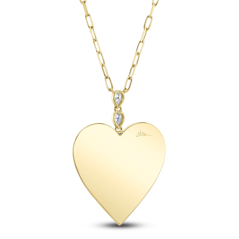 Main Image 3 of Shy Creation Pear-Shaped Diamond Textured Heart Necklace 1/3 ct tw 14K Yellow Gold 18" JR55028971V2
