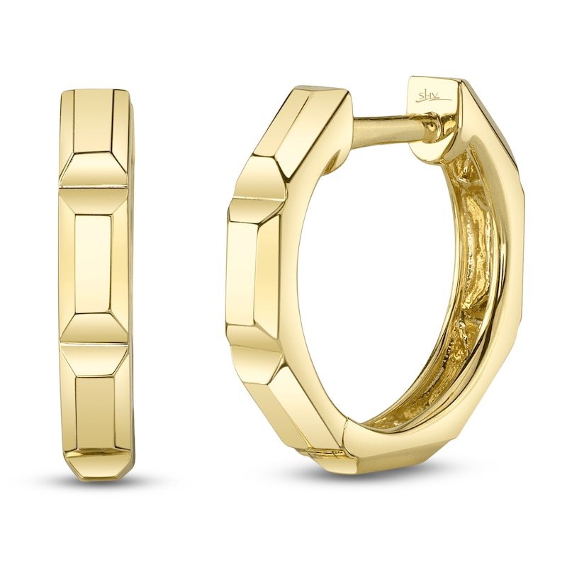 Main Image 1 of Shy Creation Geo Huggie Hoop Earrings 14K Yellow Gold SC55026876V2GO