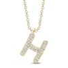 Thumbnail Image 1 of Shy Creation Diamond Letter H Pavé Necklace 1/15 ct tw 14K Yellow Gold 18" SC55028332-H