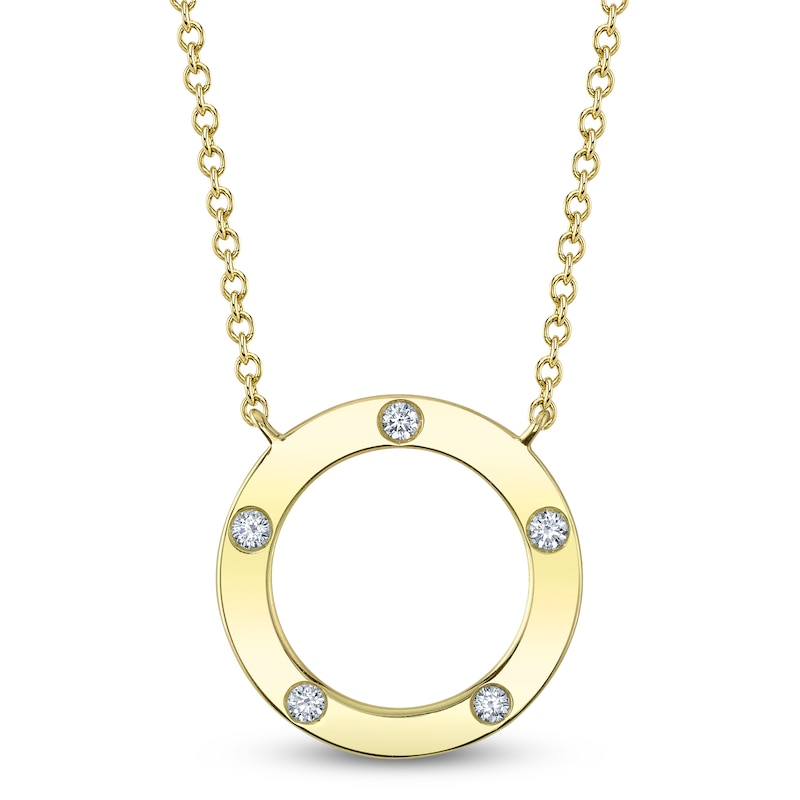 Main Image 1 of Shy Creation Diamond Circle Necklace 1/20 ct tw 14K Yellow Gold 18" SC55026069V2