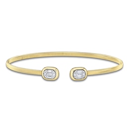 Shy Creation Corelli Collection Baguette & Round-Cut Diamond Open Cuff Flex Bangle 1/5 ct tw 14K Yellow Gold B22001111V4ZS
