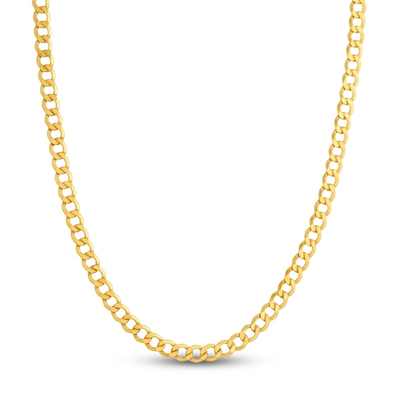 Diamond-Cut Curb Chain Necklace 6.5mm Semi-Solid 14K Yellow Gold 22"