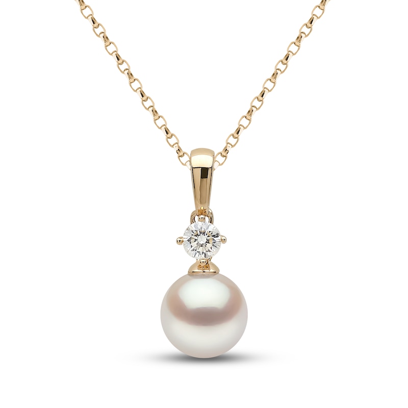 Main Image 1 of Yoko London Akoya Cultured Pearl & Diamond Necklace 1/5 ct tw 18K Yellow Gold 18"