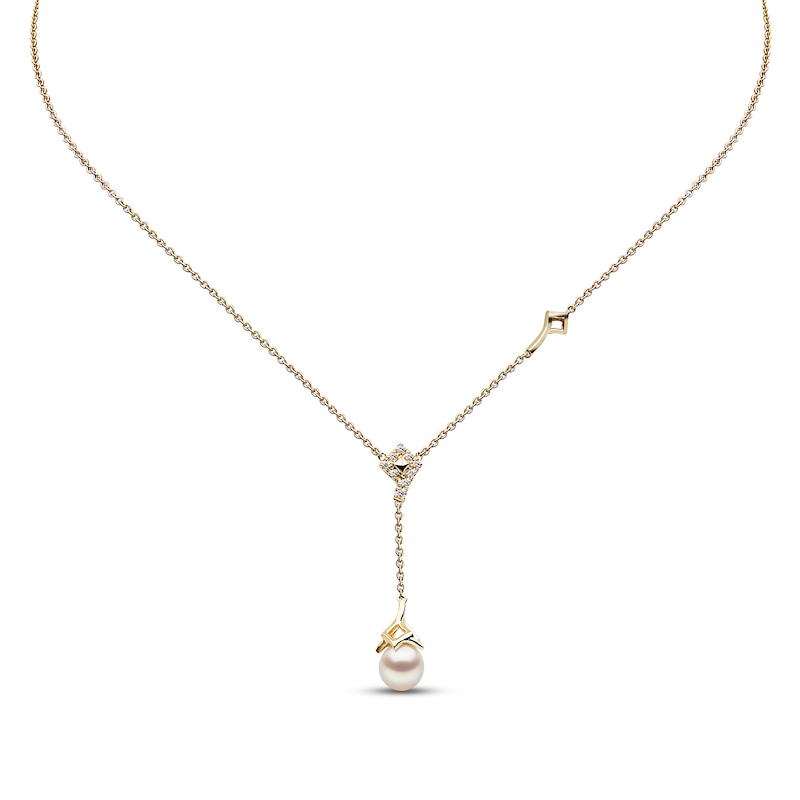 Main Image 1 of Yoko London Cultured Pearl & Diamond Lariat Necklace 1/20 ct tw 18K Yellow Gold 17.5"