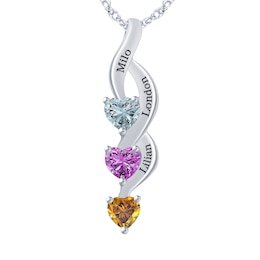 Mother's Heart-Shaped Family Birthstone Drop Necklace