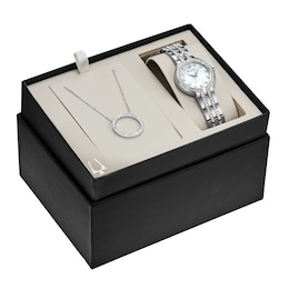 Bulova Crystal Watch Boxed Set with Circle Necklace 96X148