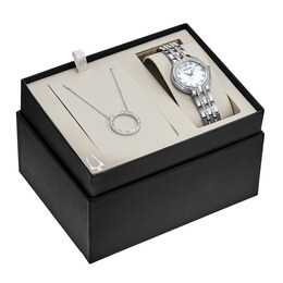 Bulova Crystal Watch Boxed Set with Circle Necklace 96X148