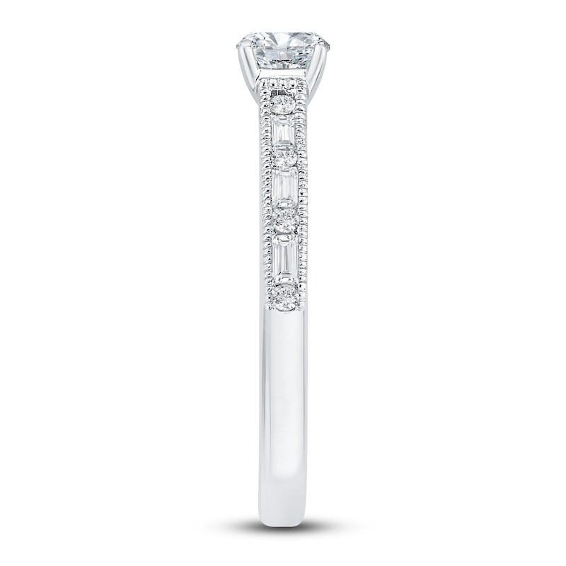 Main Image 2 of Diamond Engagement Ring 5/8 ct tw Cushion/Round/Baguette 14K White Gold