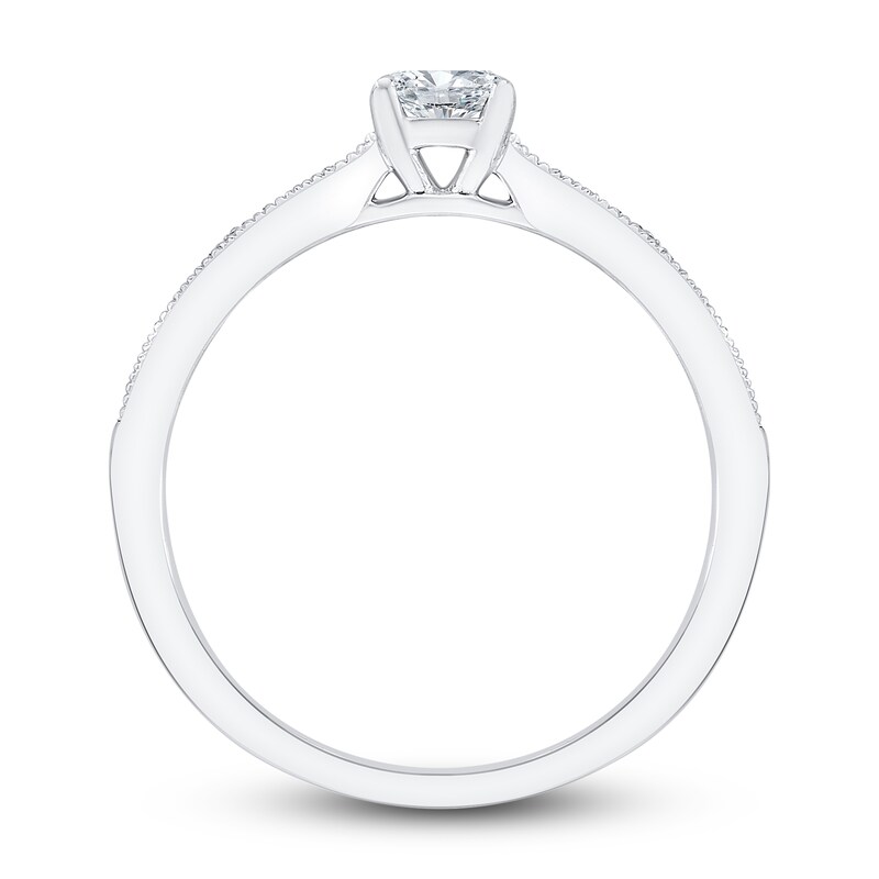 Main Image 3 of Diamond Engagement Ring 5/8 ct tw Cushion/Round/Baguette 14K White Gold