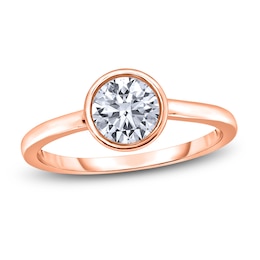 Diamond Solitaire Engagement Ring 1-1/2 ct tw Bezel-Set Round 14K Rose Gold (I2/I)