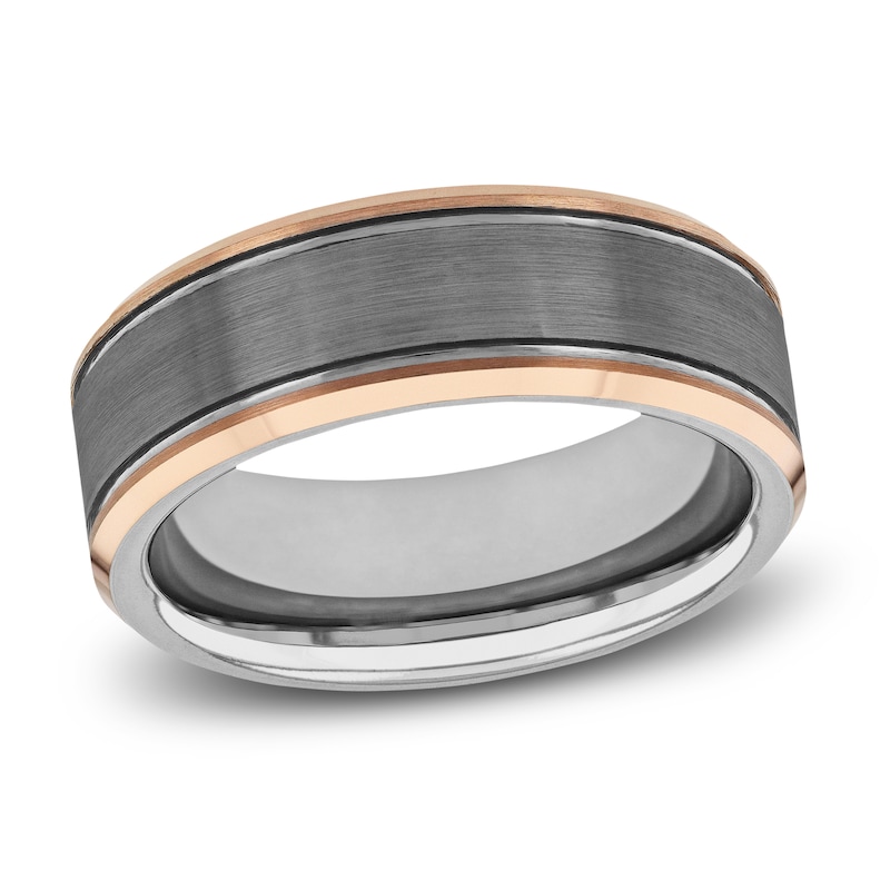 Main Image 1 of Wedding Band Two-Tone Tungsten 8mm