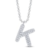 Thumbnail Image 1 of Shy Creation Diamond Letter K Pavé Necklace 1/15 ct tw 14K White Gold 18" SC55028331-K