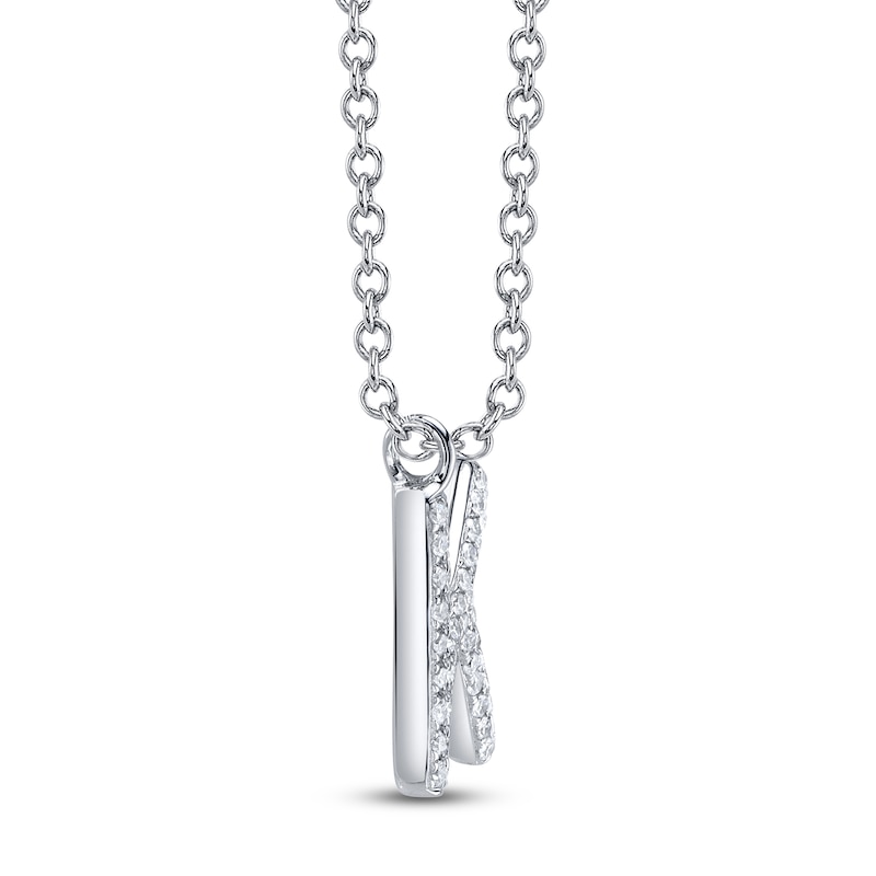 Main Image 2 of Shy Creation Diamond Letter K Pavé Necklace 1/15 ct tw 14K White Gold 18" SC55028331-K