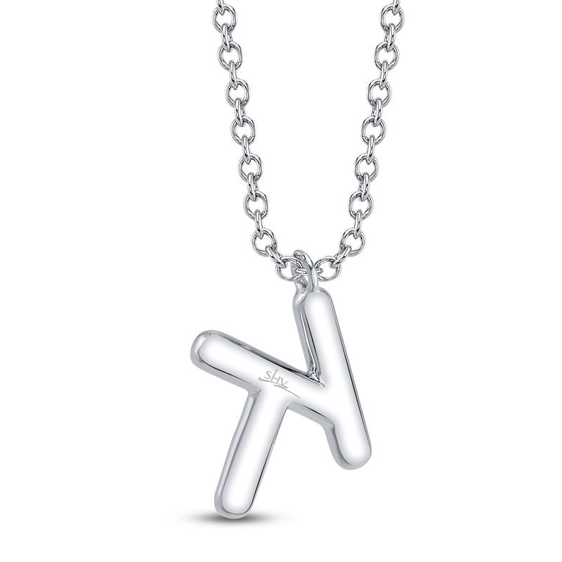 Main Image 3 of Shy Creation Diamond Letter K Pavé Necklace 1/15 ct tw 14K White Gold 18" SC55028331-K