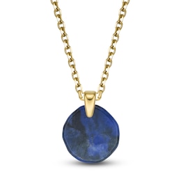 Men's Natural Sodalite Necklace Yellow Ion-Plated Stainless Steel 22"