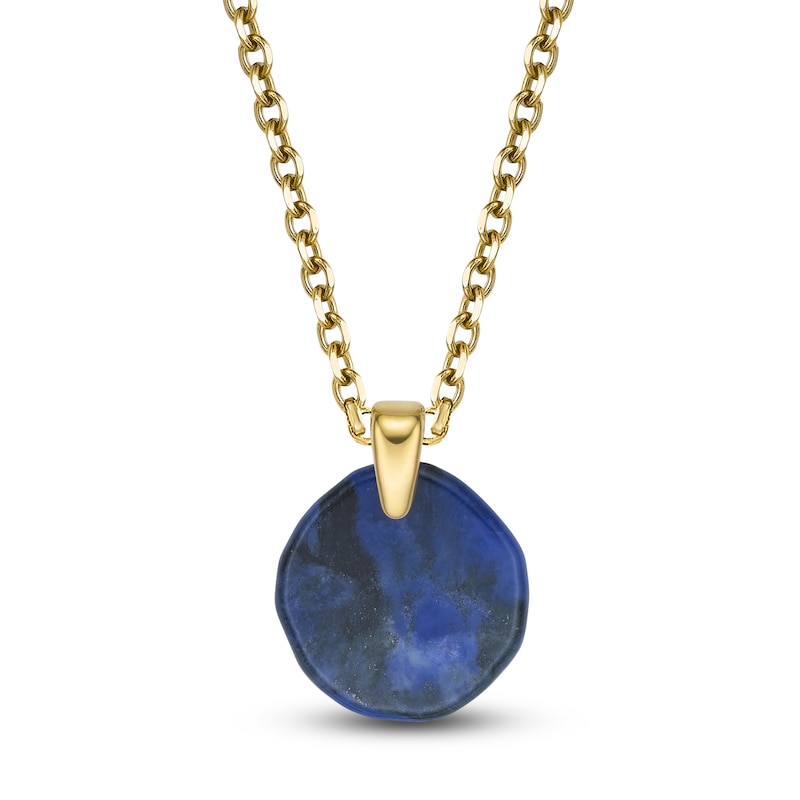 Main Image 1 of Men's Natural Sodalite Necklace Yellow Ion-Plated Stainless Steel 22"