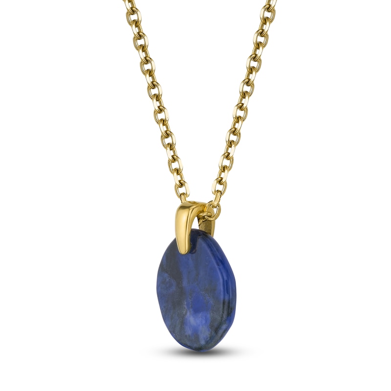 Main Image 2 of Men's Natural Sodalite Necklace Yellow Ion-Plated Stainless Steel 22"