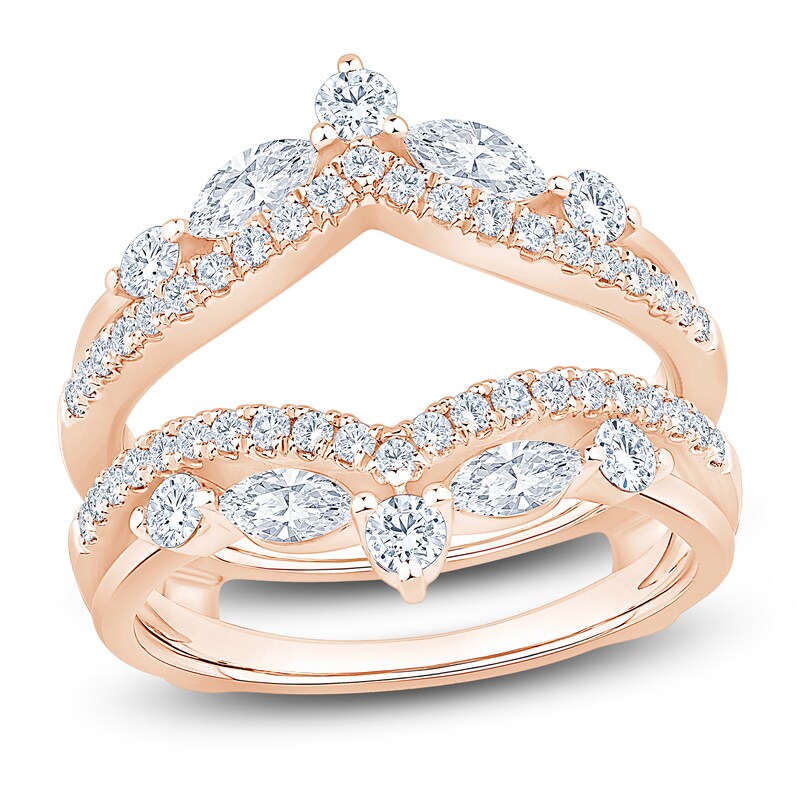 Main Image 1 of Certified Marquise & Round-Cut Diamond Chevron Enhancer Ring 1 ct tw 14K Rose Gold