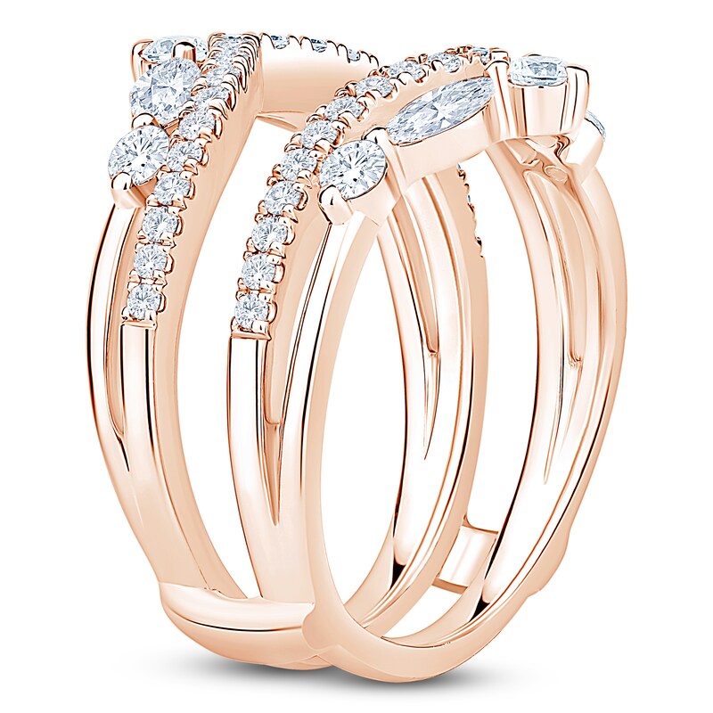 Main Image 2 of Certified Marquise & Round-Cut Diamond Chevron Enhancer Ring 1 ct tw 14K Rose Gold